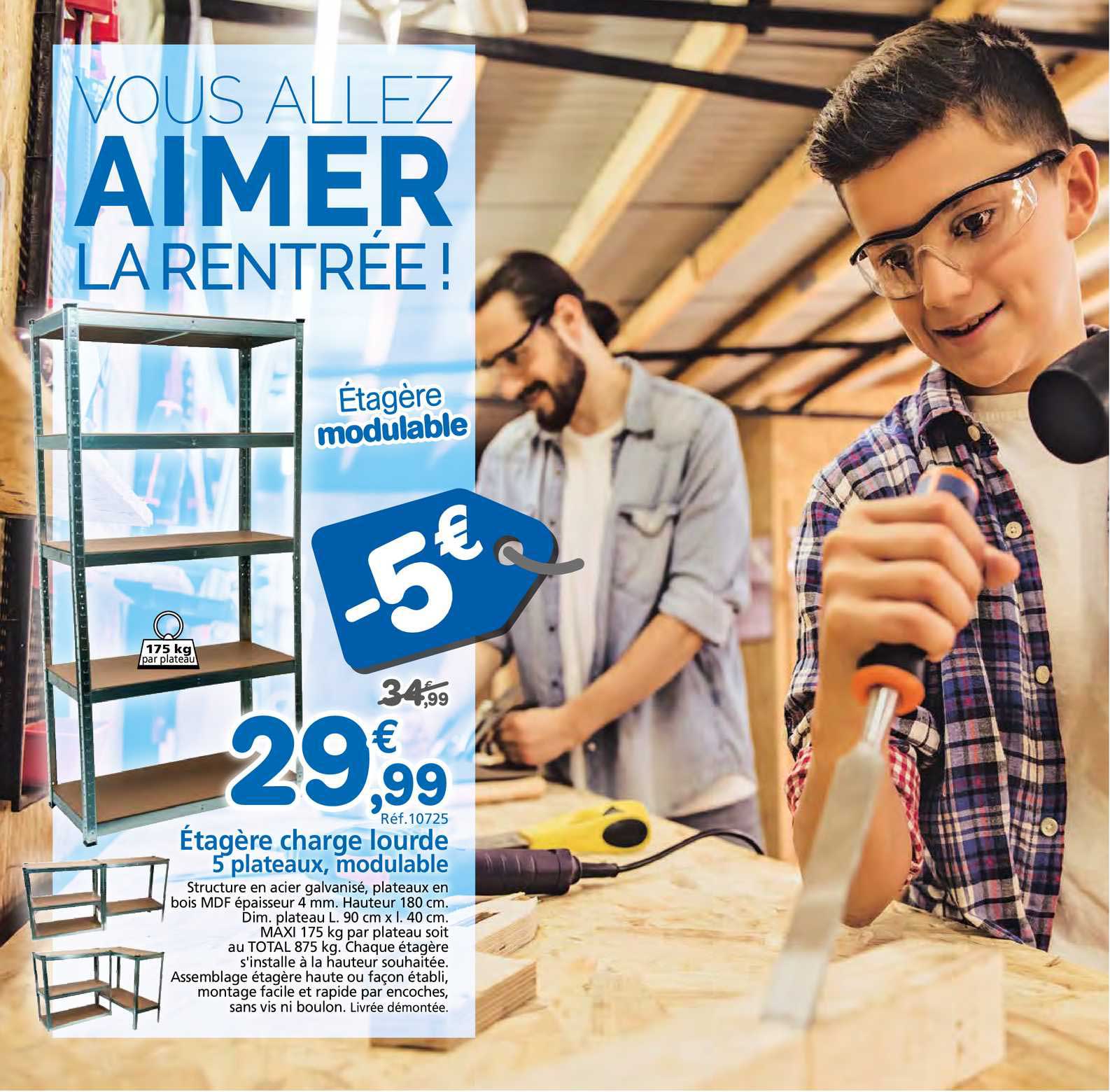 étagère charge lourde 5 plateaux modulable