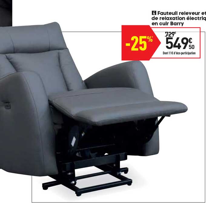 fauteuil releveur et de relaxation électrique en cuir barry