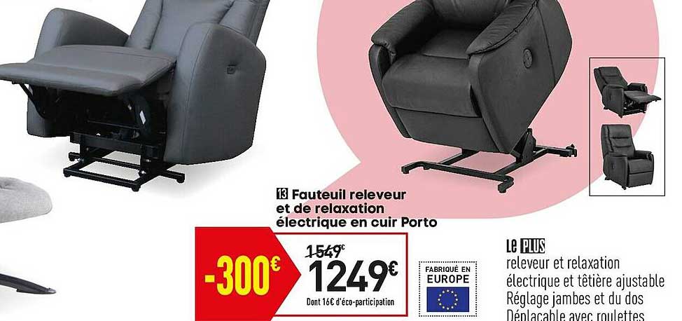 Fauteuil Releveur Et De Relaxation électrique En Cuir Porto