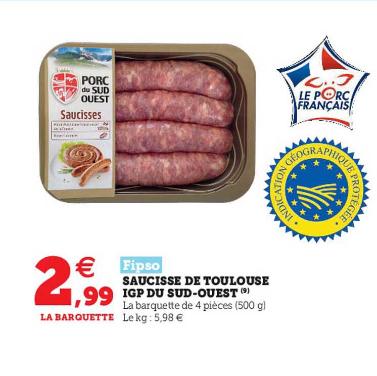 fipso saucisse de toulouse igp du sud-ouest