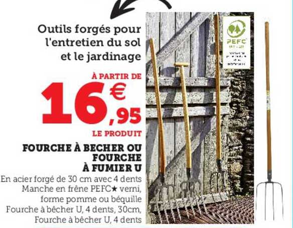fourche à bécher ou fourche à fumier u