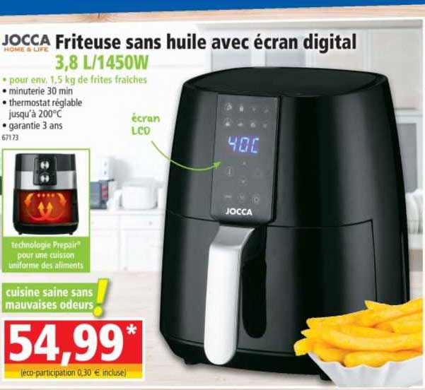 Friteuse Sans Huile Avec écran Digital 3,8l-1450w Jocca