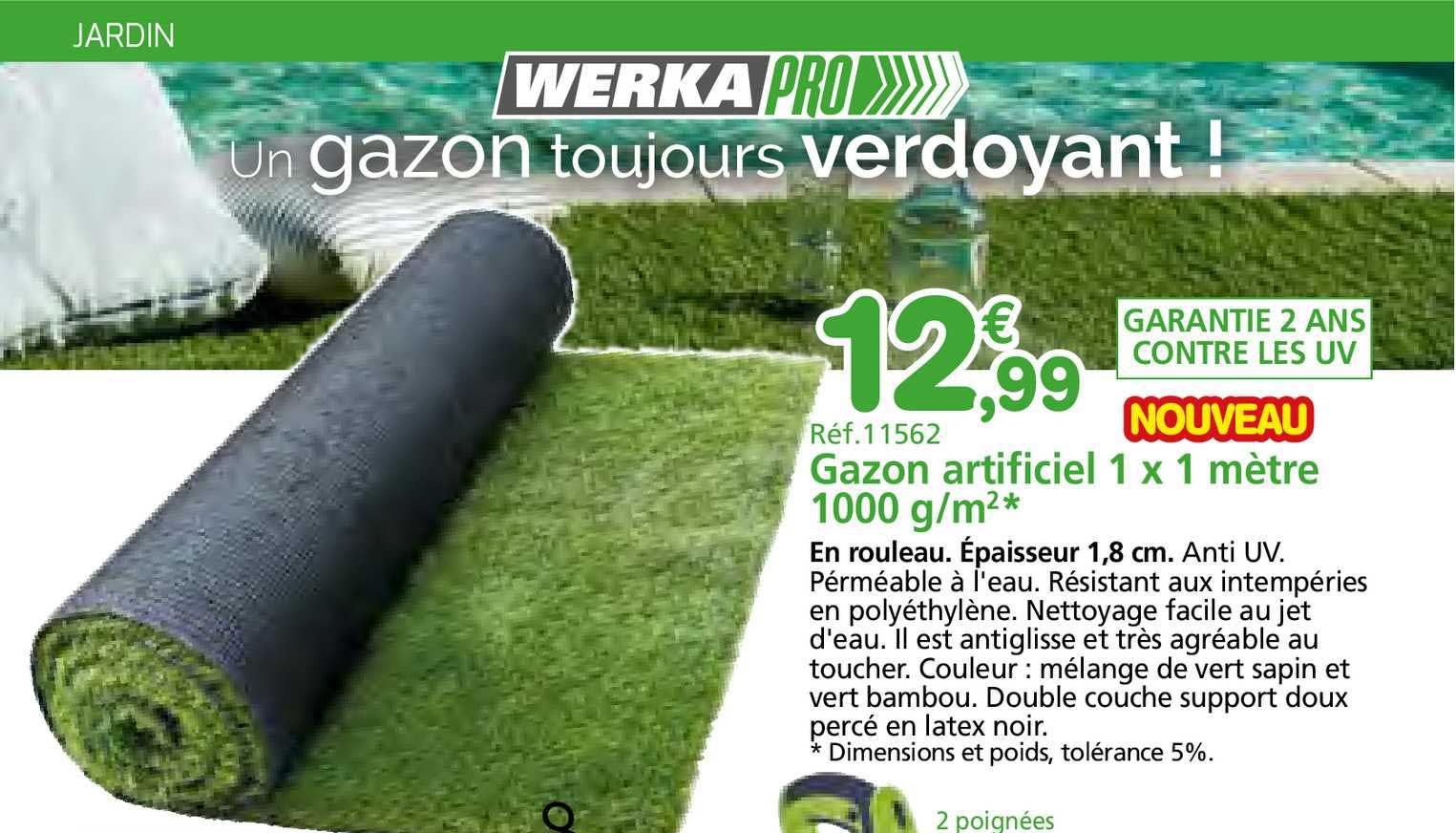 gazon artificiel 1 x 1 mètre 1000 g m²