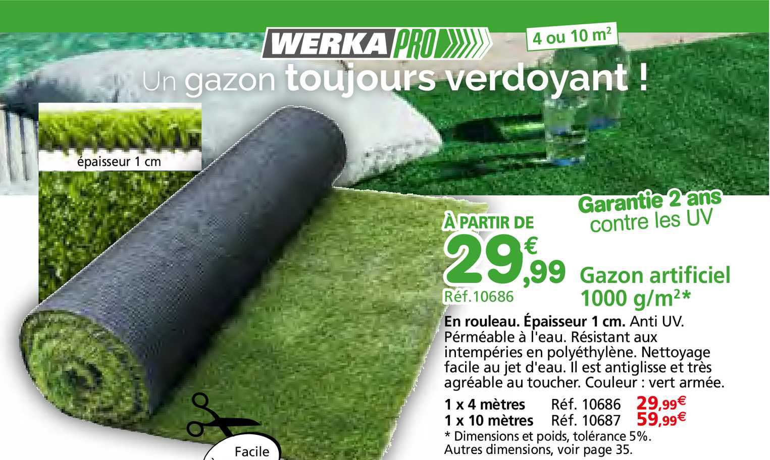 gazon artificiel 1000 g m² werka pro
