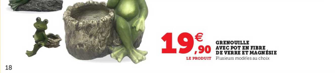 grenouille avec pot en fibre de verre et magnésie