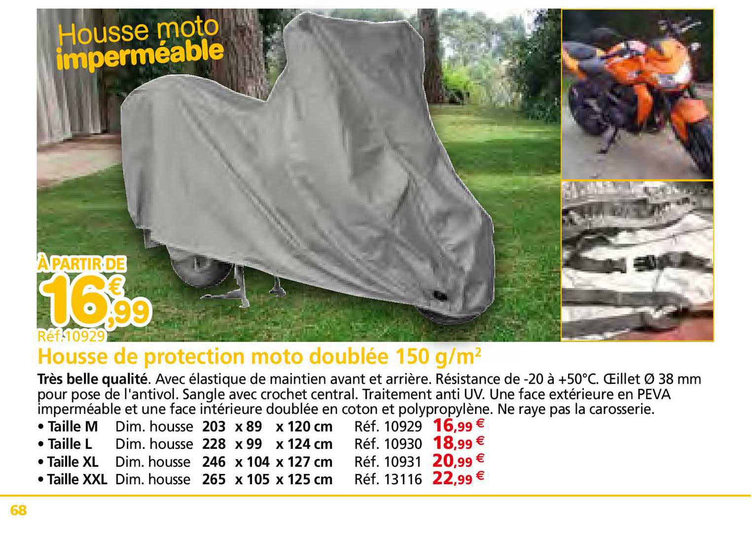 housse de protection moto doublée 150 g m²