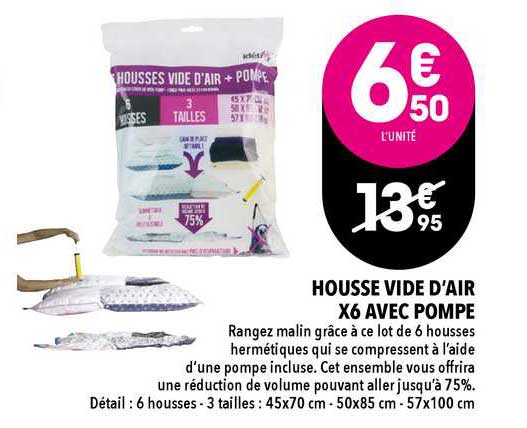 housse vide d'air x6 avec pompe
