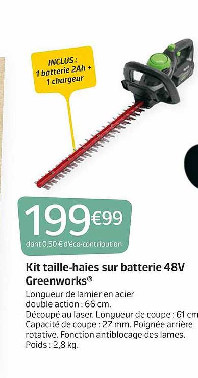 kit taille-haies sur batterie 48v greenworks