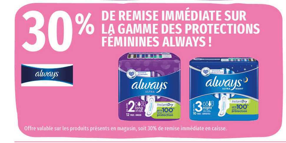 la gamme des protections féminines always !