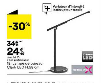 lampe de bureau clark led h. 58 cm modern living