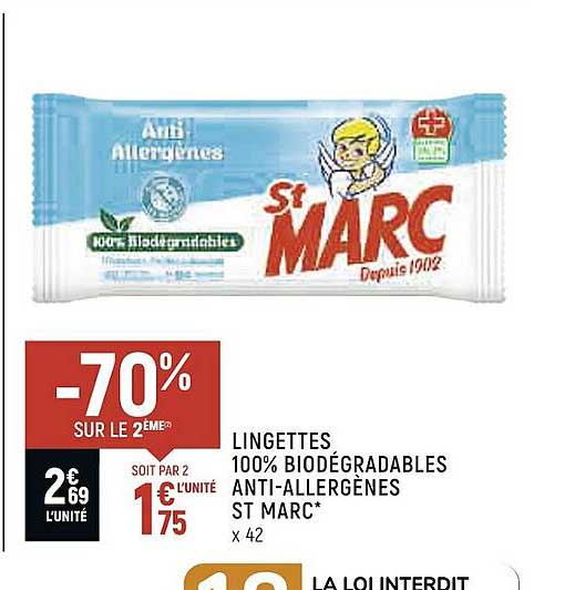 lingettes 100% biodégradables anti-allergènes st marc