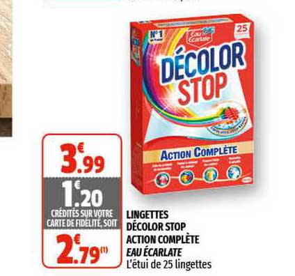 Lingettes Décolor Stop Action Complète Eau écarlate