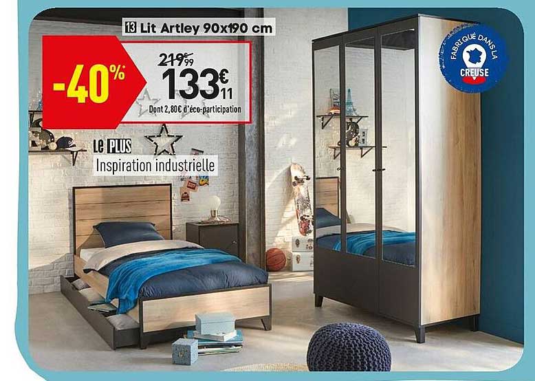 Lit Artley 90 X 190 Cm