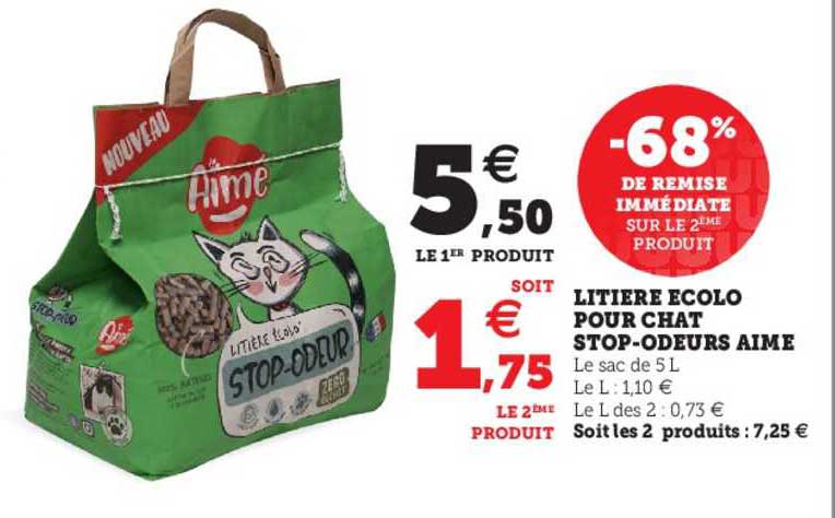 litière écolo pour chat stop-odeurs aimé