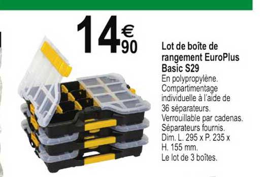 lot de boîte de rangement europlus basic s29