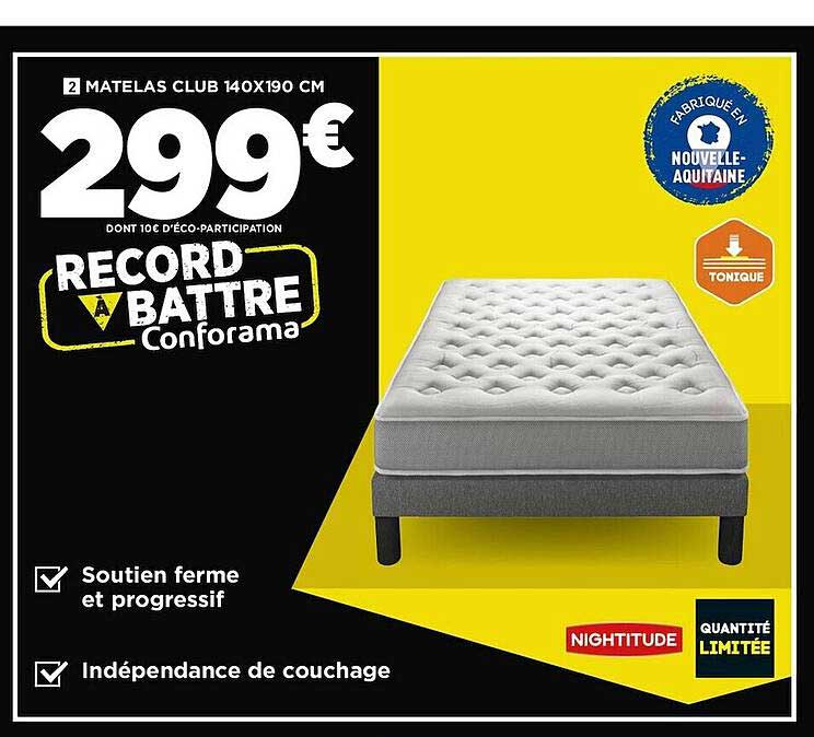 Matelas Club 140 X 190 Cm Nightitude