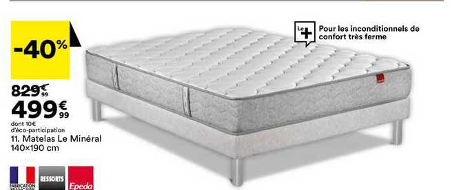 matelas le minéral 140 x 190 cm epeda