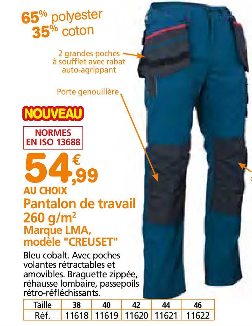 pantalon de travail 260 g m2 marque lma modèle "creuset"