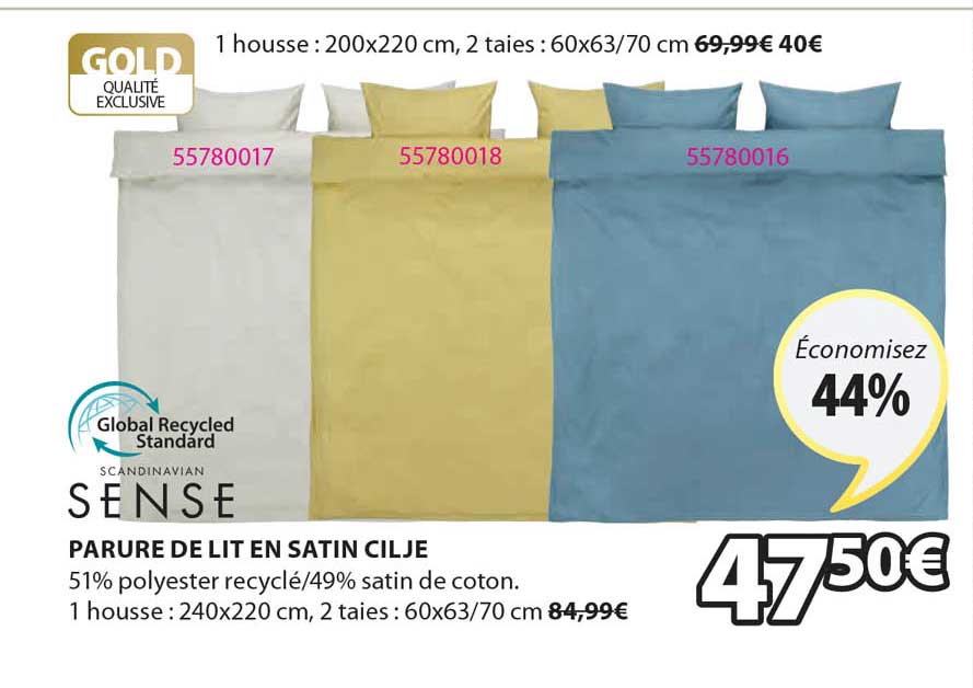 parure de lit en satin cilje sense