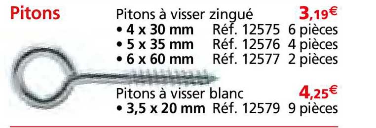 pitons à visser zingué