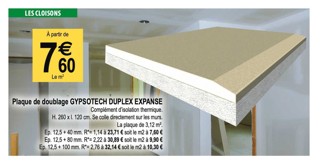 plaque de doublage gypsotech duplex expanse
