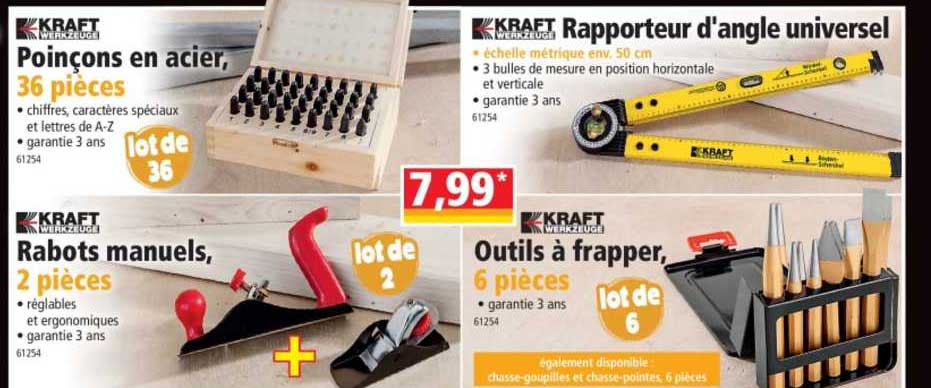 poinçons en acier, 36 pièces, rabots manuels, 2 pièces, rapporteur d'angle universel, outils à frapper 6 pièces