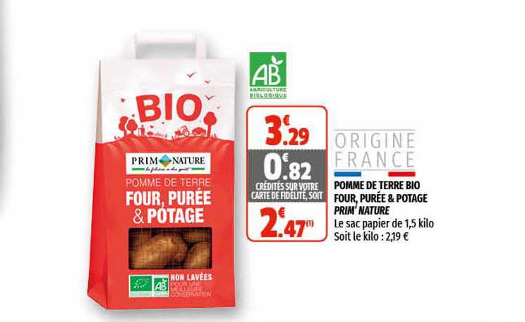 pomme de terre bio four, purée & potage prim' nature