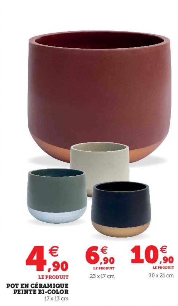 pot en céramique peinte bi-color