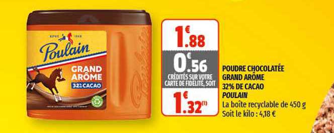 poudre chocolatée grand arôme 32% de cacao poulain