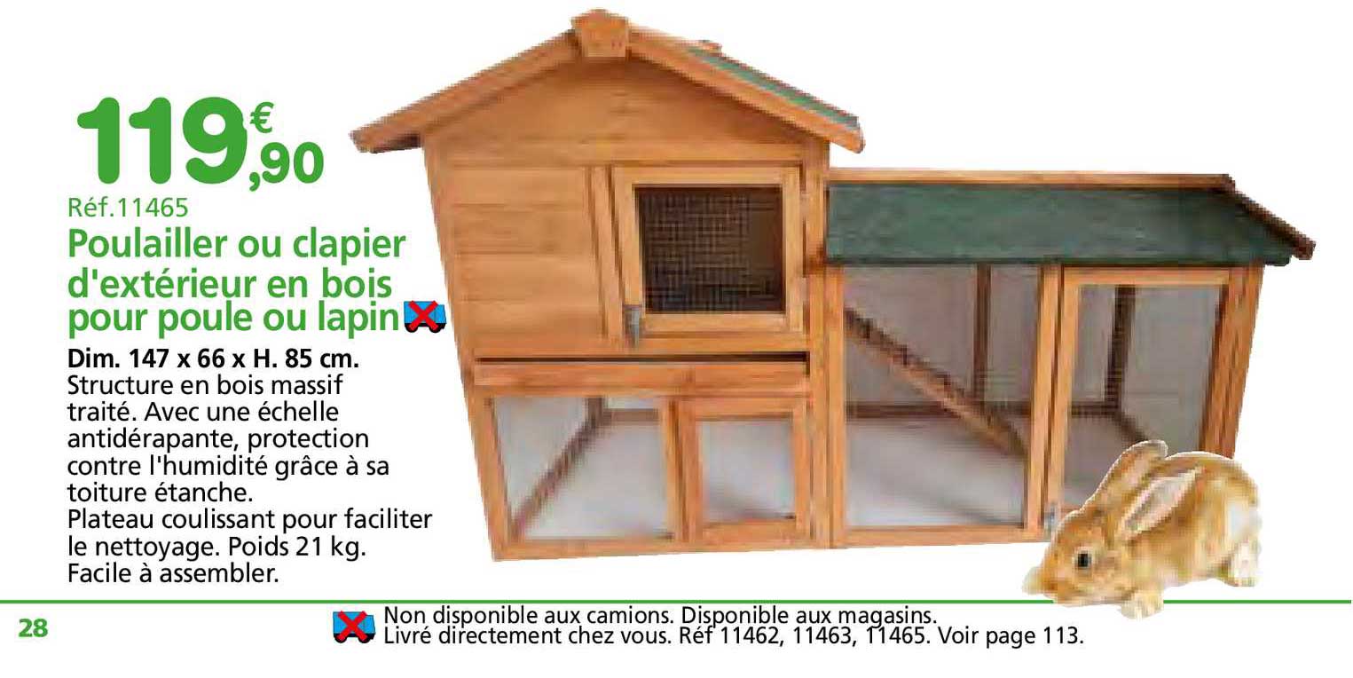 poulailler ou clapier d'extérieur en bois pour poule ou lapin