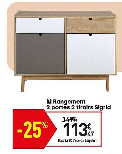 rangement 2 portes 2 tiroirs sigrid