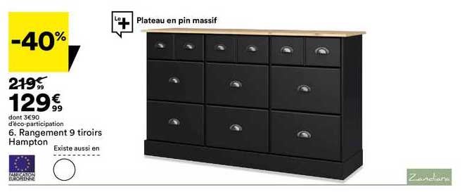 rangement 9 tiroirs hampton