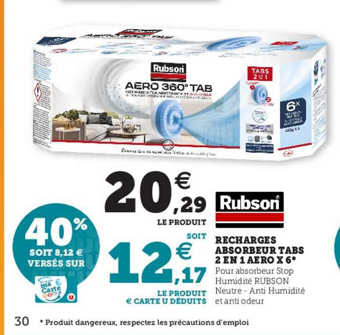 recharges absorbeur tabs 2 en 1 aero x6 rubson