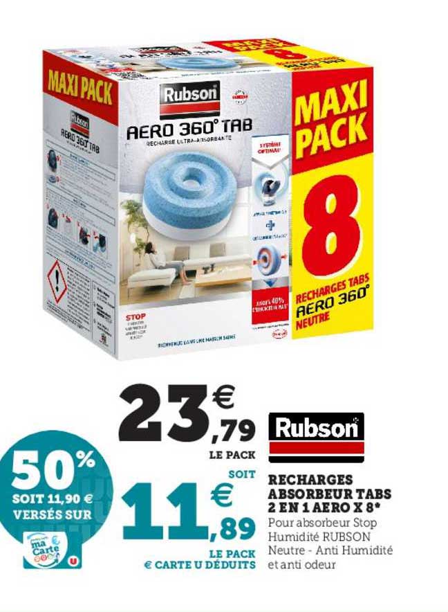 recharges absorbeur tabs 2 en 1 aéro x8 rubson
