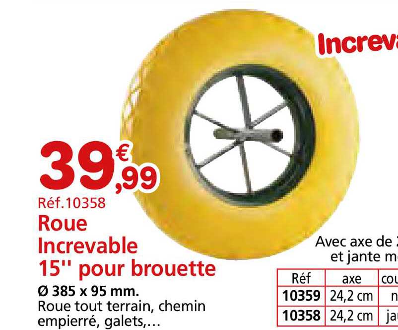 roue increvable 15" pour brouette