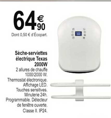 sèche-serviettes électriques texas 2000w