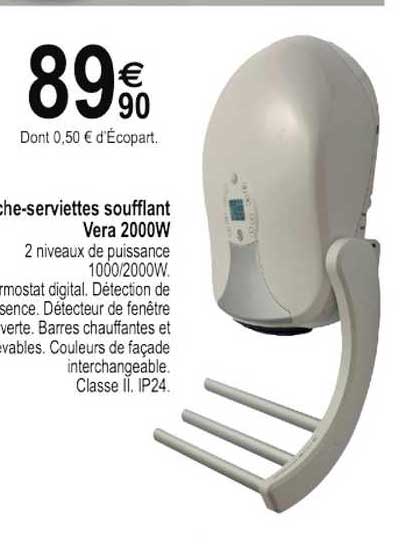 sèche-serviettes soufflant vera 2000w