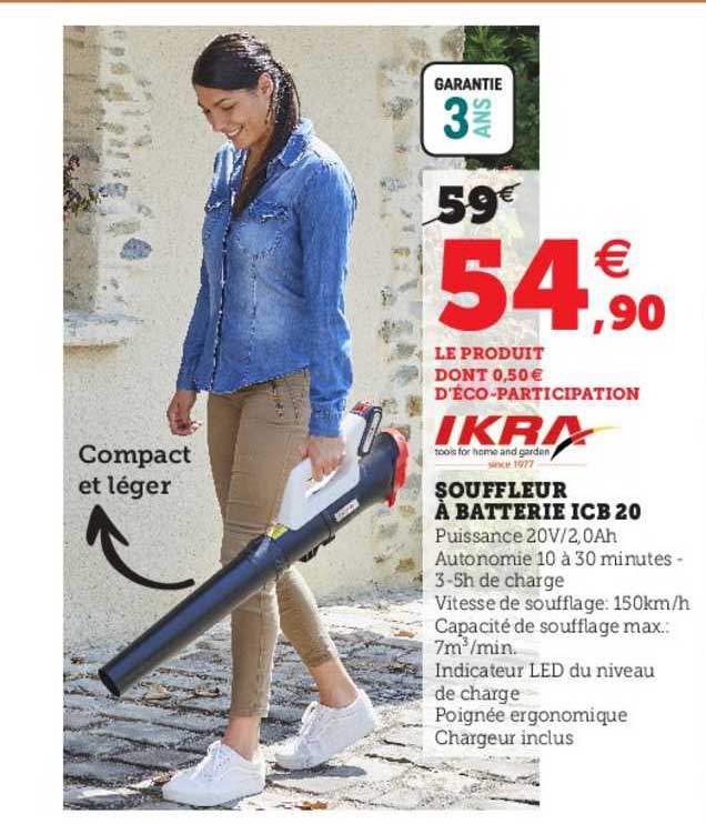 souffleur à batterie icb 20 ikra