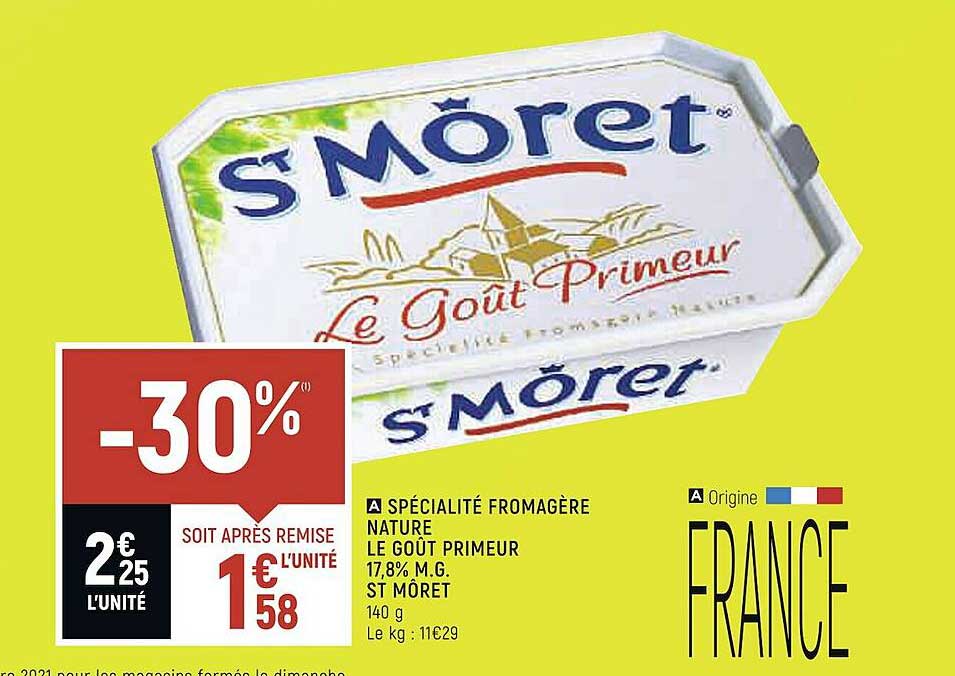 spécialité fromagère nature le goût primeur 17,8% m.g. st môret