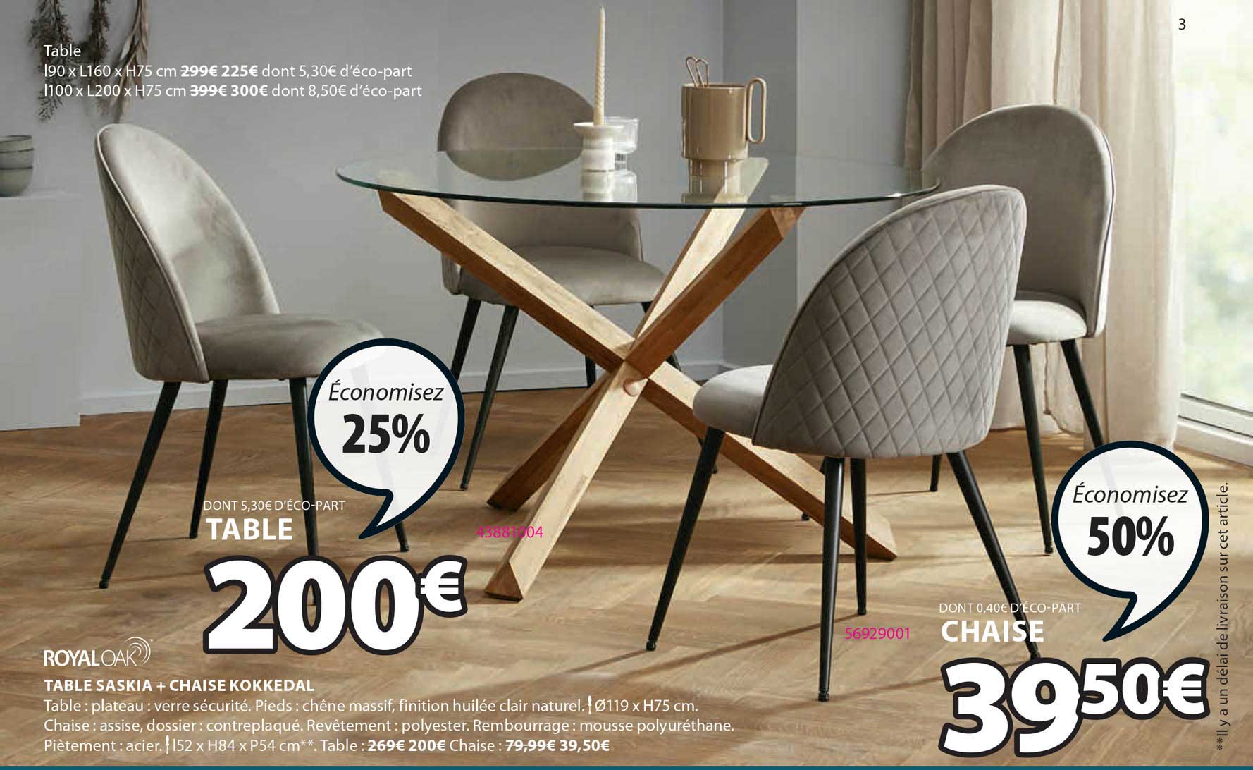 table saskia + chaise kokkedal royal oak