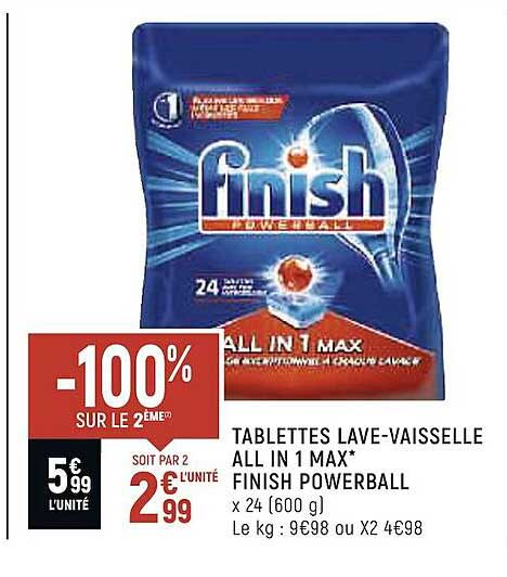 tablettes lave-vaisselle all in 1 max finish powerball