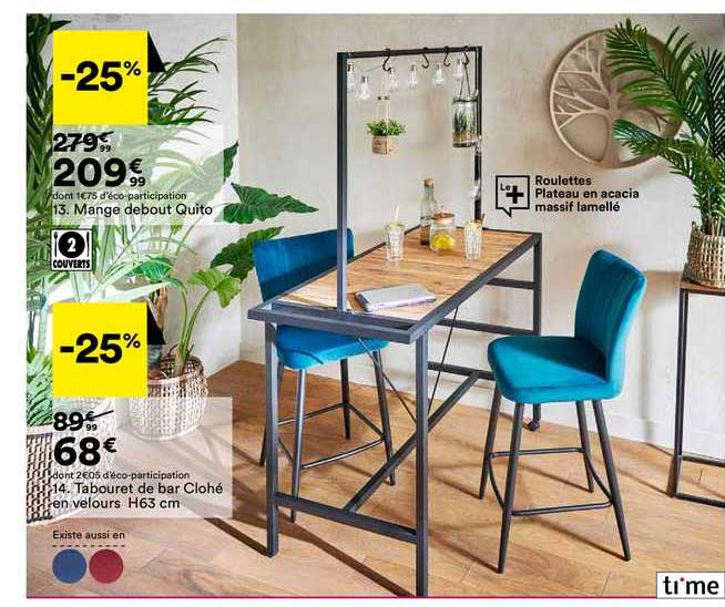 tabouret de bar clohé en velours