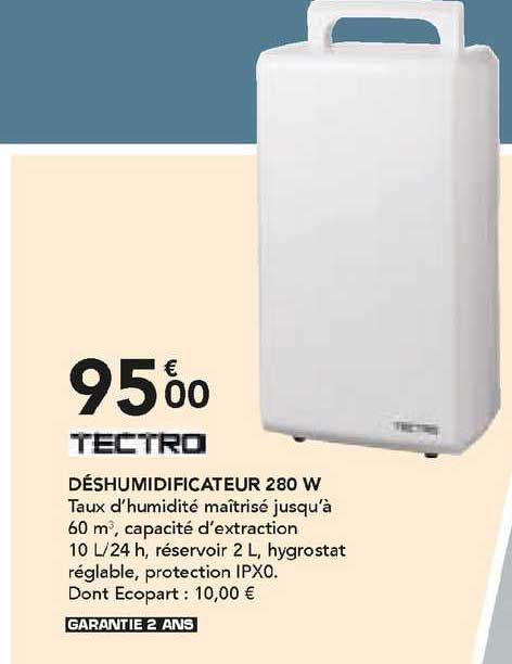 Tectro Déshumidificateur 280 W