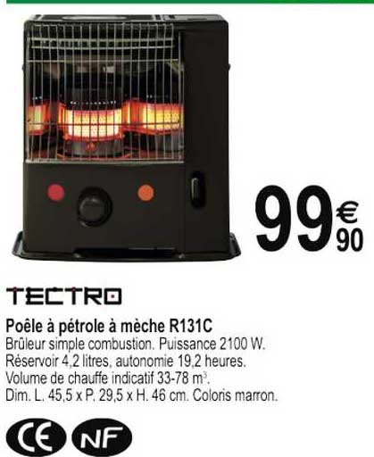 Tectro Poêle à Pétrole à Mèche R131c