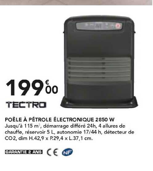 Tectro Poêle à Pétrole électronique 2850 W