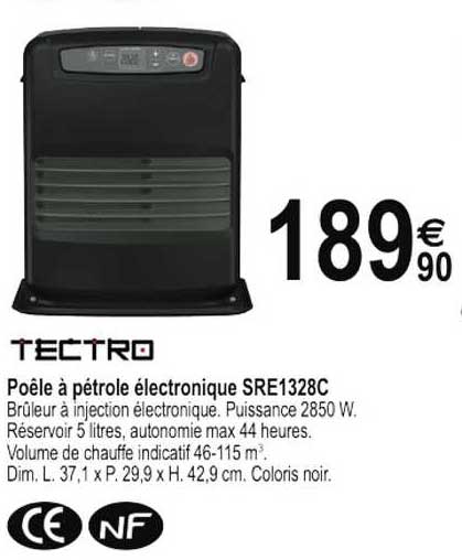 tectro poêle à pétrole électronique sre1328c