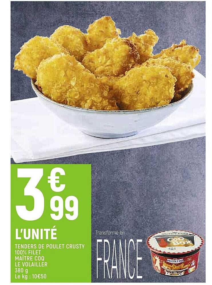 tenders de poulet crusty 100% filet maître coq le volailler