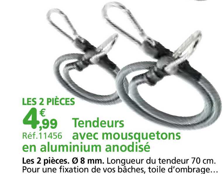 tendeurs avec mousquetons en aluminium anodisé