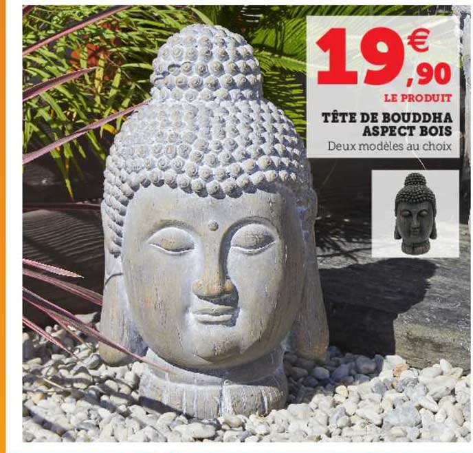 tête de bouddha aspect bois