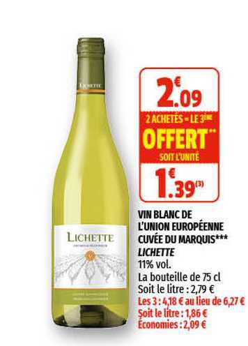 vin blanc de l'union européenne cuvée du marquis lichette
